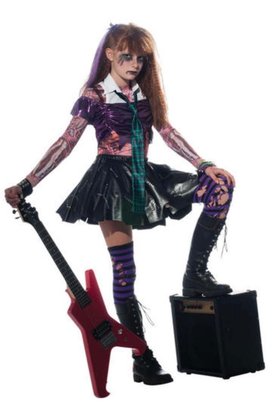 Rubies Zombie Girls Punk Rock Halloween Fancy Dress Kids Child Zombet Costume Si